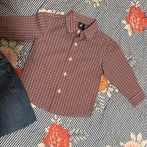 Nautica Red and Blue Plaid Kids Button Down Shirt, with Jeans